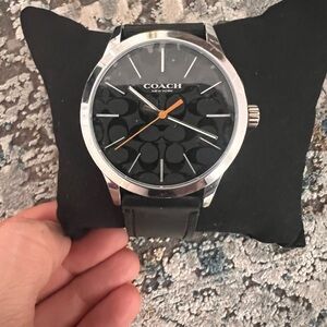 Coach Black Leather Strap Watch